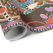 zijderupskarakter of vierkant voorontwerp van zijd cadeaupapier (Rol Hoek)