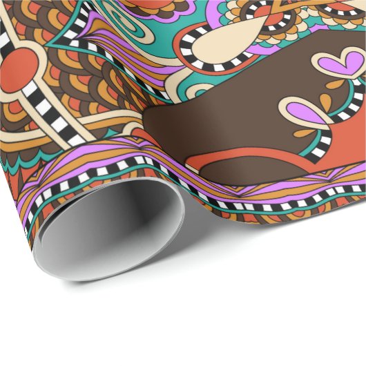 zijderupskarakter of vierkant voorontwerp van zijd cadeaupapier (Rol Hoek)