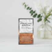 Zijderzijde | bruin leder | Metaalgrens Visitekaartje (Staand voorkant)