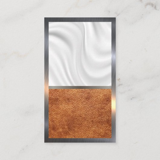 Zijderzijde | bruin leder | Metaalgrens Visitekaartje (Achterkant)