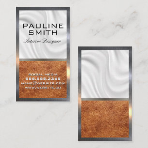 Zijderzijde   bruin leder   Metaalgrens Visitekaartje