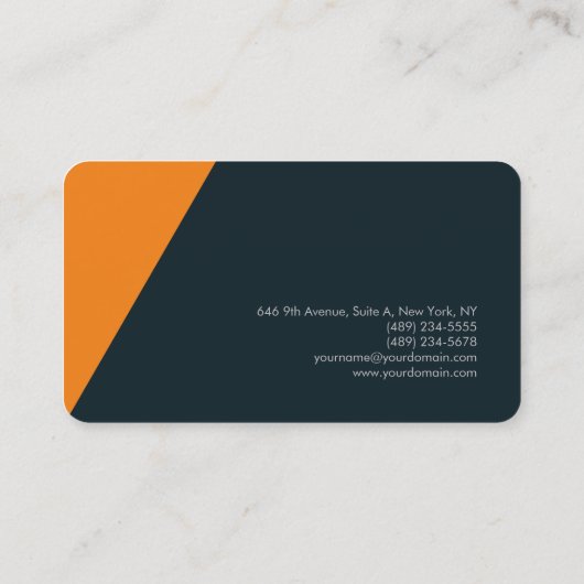 Zijderzijde Eenvoudig Oranje blauw grijs minimalis Visitekaartje (Achterkant)