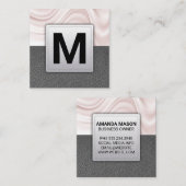 Zijderzijde | Grijs leder Vierkante Visitekaartje (Voorkant / Achterkant)