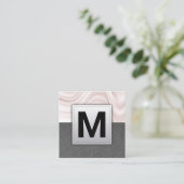 Zijderzijde | Grijs leder Vierkante Visitekaartje (Staand voorkant)