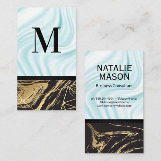 Zijderzijde | Monogram | Marmer Visitekaartje (Voorkant / Achterkant)