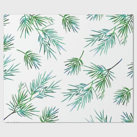 Zijderzijde patroon 'Pine Branches' Cadeaupapier (Vlak)