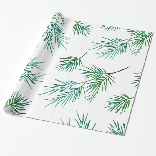 Zijderzijde patroon 'Pine Branches' Cadeaupapier (Uitgerold)