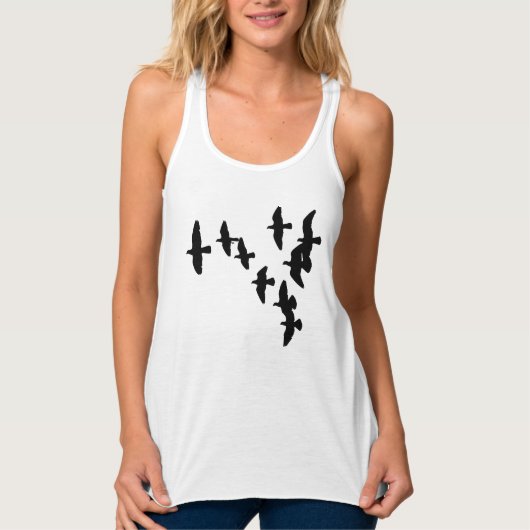 Zijdeschatten van een vogelzwerm tanktop (Voorkant)
