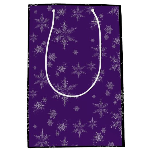 Zijdeverige glitter Snowflakes kerst Medium Cadeauzakje (Voorkant)