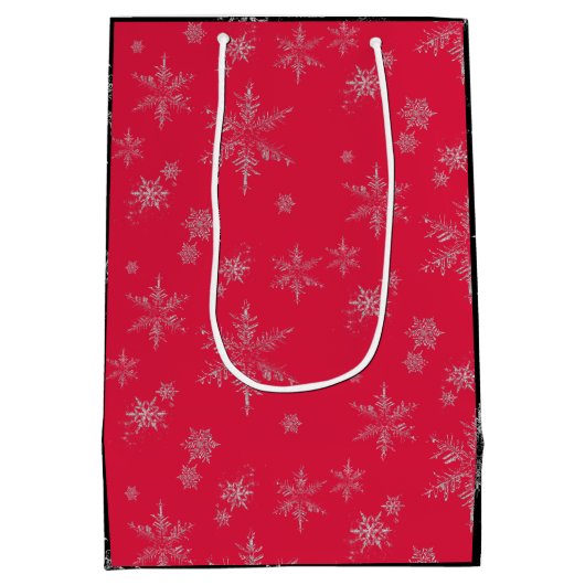 Zijdeverige glitter Snowflakes kerst Medium Cadeauzakje (Achterkant)