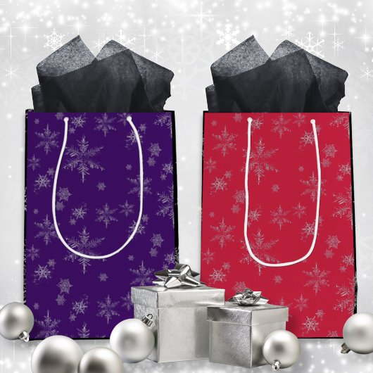 Zijdeverige glitter Snowflakes kerst Medium Cadeauzakje