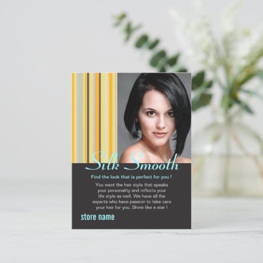 Zijdezacht haar briefkaart (Staand voorkant)