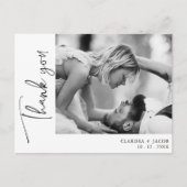 Zijfoto Zwart Script Dank u bruiloft Briefkaart (Voorkant)