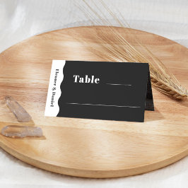 Zijgolf Zwart & Wit Foto Trouwtafel Nummer Plaatskaartje