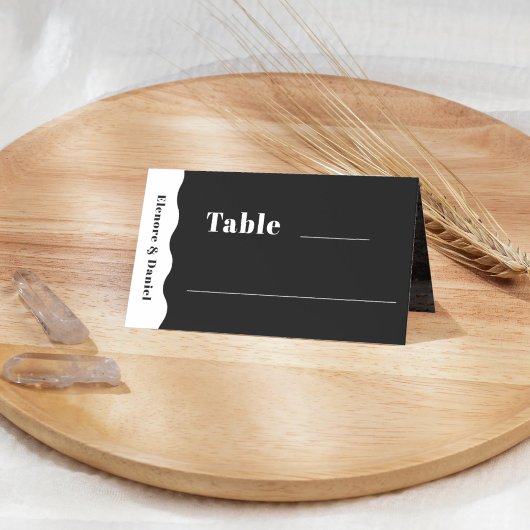 Zijgolf Zwart & Wit Foto Trouwtafel Nummer Plaatskaartje