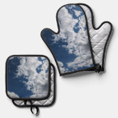 Zijkant van de wolken ovenwant & pannenlap set (Voorkant / Achterkant)