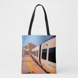 Zijkant van een trein tote bag
