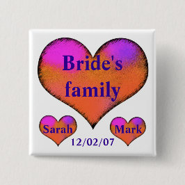 zijknop van de bruid vierkante button 5,1 cm