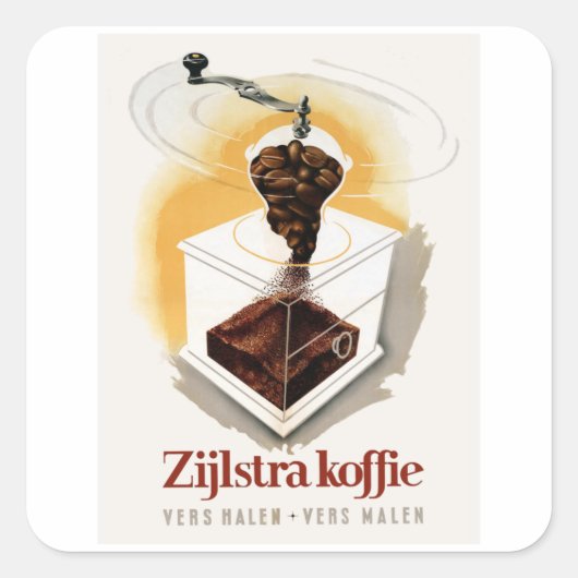 Zijlstra - Vintage Coffee Vierkante Sticker (Voorkant)