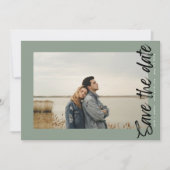 Zijmanieren QR-Code Foto Sage Groen Wit Save The Date (Voorkant)