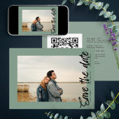 Zijmanieren QR-Code Foto Sage Groen Wit Save The Date