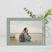 Zijmanieren Sage Groen Wit QR Code Foto Save The Date (Staand voorkant)