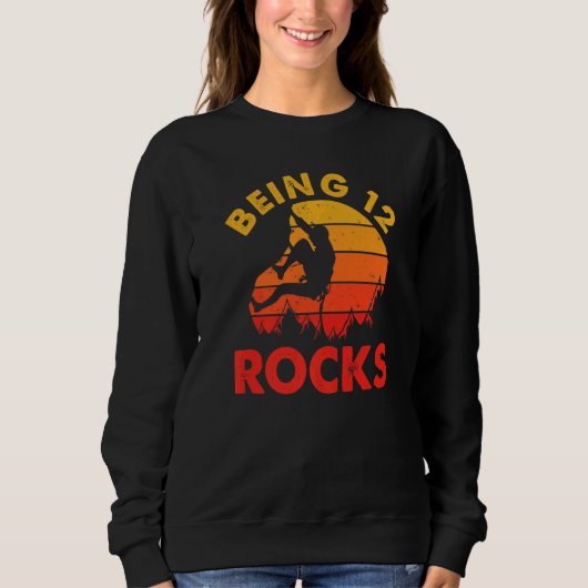 Zijn 12 Rocks Retro Climber Verjaardag Trui (Voorkant)