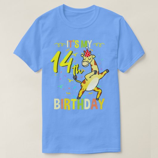 Zijn 14e geboortedag-Giraffe  T-shirt (Design voorkant)