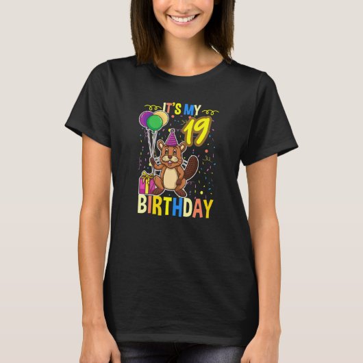 Zijn 19e verjaardag Beaver T-shirt (Voorkant)