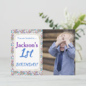 ZIJN 1E VERJAARDAG INVITE KAART (Staand voorkant)