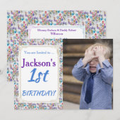 ZIJN 1E VERJAARDAG INVITE KAART (Voorkant / Achterkant)