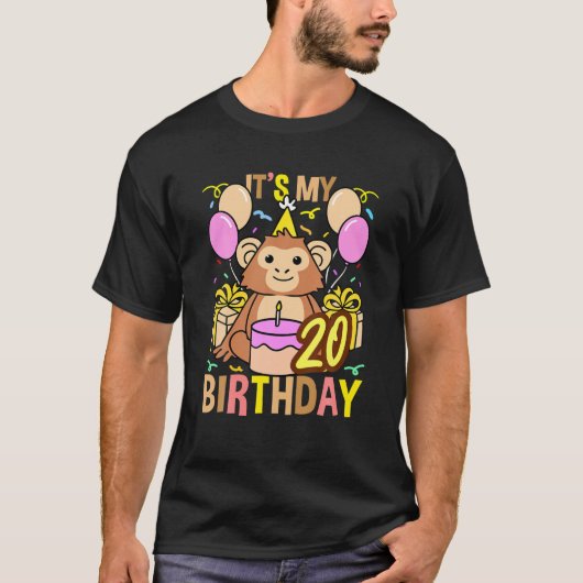 Zijn 20e verjaardag Chimpansee T-shirt (Voorkant)