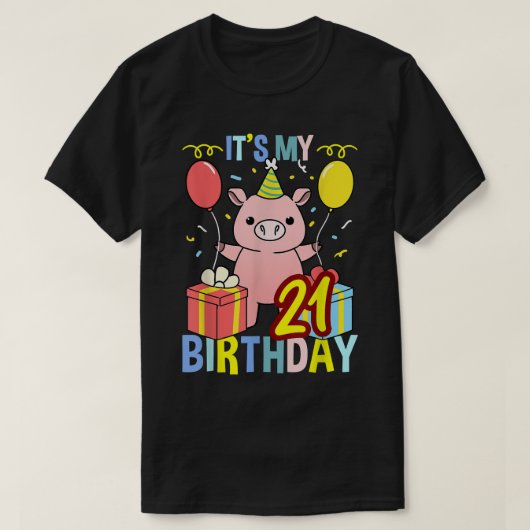 Zijn 21ste Birthday-varken voor Varkenspek T-shirt (Design voorkant)