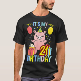 Zijn 21ste Birthday-varken voor Varkenspek T-shirt