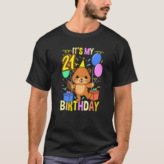 Zijn 21ste verjaardag Beaver T-shirt (Voorkant)