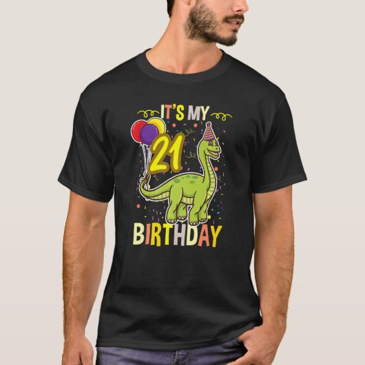 Zijn 21ste verjaardag Dinosaur T-shirt (Voorkant)