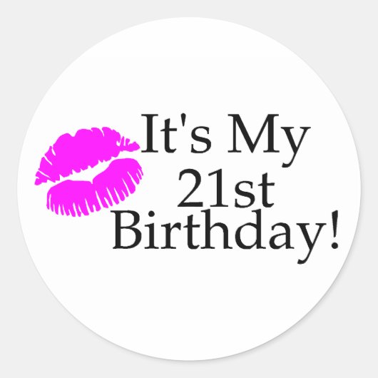 Zijn 21ste verjaardag (Kus) Ronde Sticker (Voorkant)
