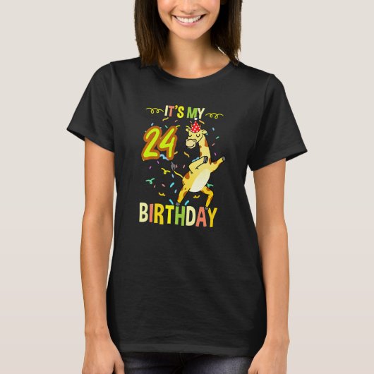 Zijn 24e verjaardag Giraffe Dabbing T-shirt (Voorkant)