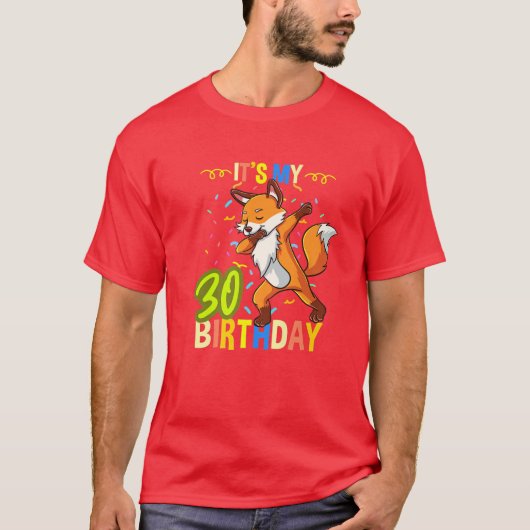 Zijn 30e verjaardag Dabbing Fox T-shirt (Voorkant)