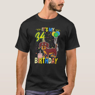 Zijn 34ste verjaardag Dachshund T-shirt