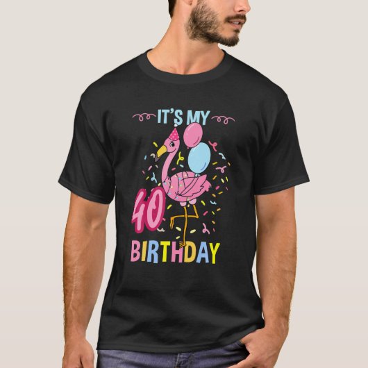 Zijn 40e verjaardag Flamingo T-shirt (Voorkant)