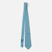 "Zijn aangepaste monogram" op een prachtig blauw Stropdas (Achterkant)