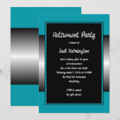 Zijn aftredingspartij Black Blauwgroen Modern Kaart (Voorkant / Achterkant)