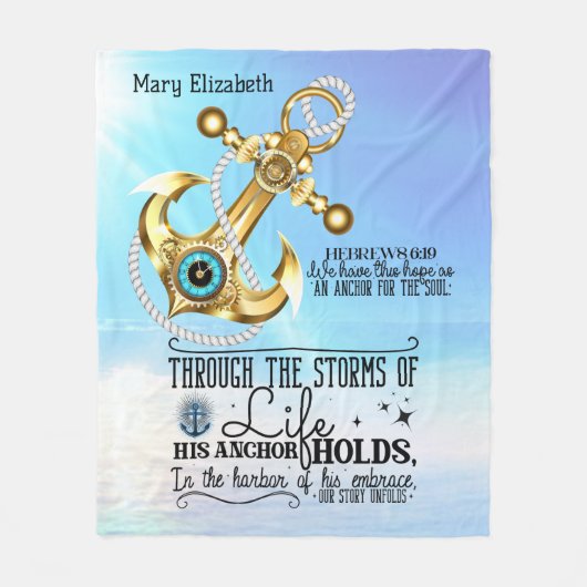 Zijn anker heeft een sterke blauwe oceaan fleece deken (Voorkant)