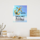 Zijn anker heeft een sterke blauwe oceaan poster (Keuken)