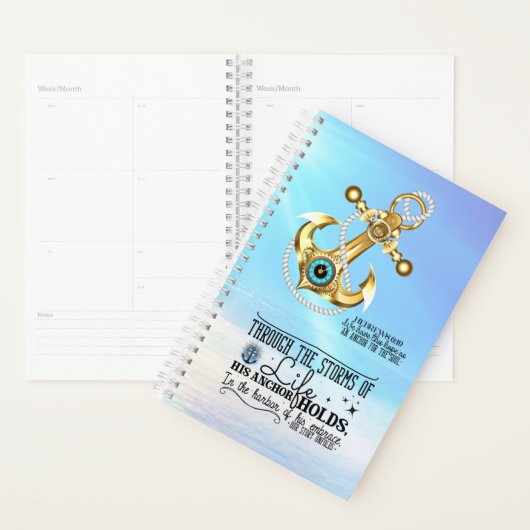 Zijn anker houdt de blauwe oceaan vast planner (Display)