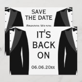 Zijn Back On Zwarte En Witte HBT Huwelijk Save The Date (Voorkant / Achterkant)