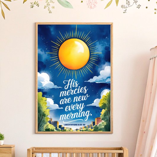 Zijn Barmhartigheden Boho Christelijke Kinderkamer Poster