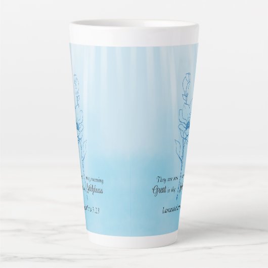 Zijn barmhartigheden zijn elke ochtend nieuw in he latte mok (Voorkant)