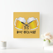 Zijn Beer O'Clock Time Funny Wall Clock Vierkante Klok (Huis)
